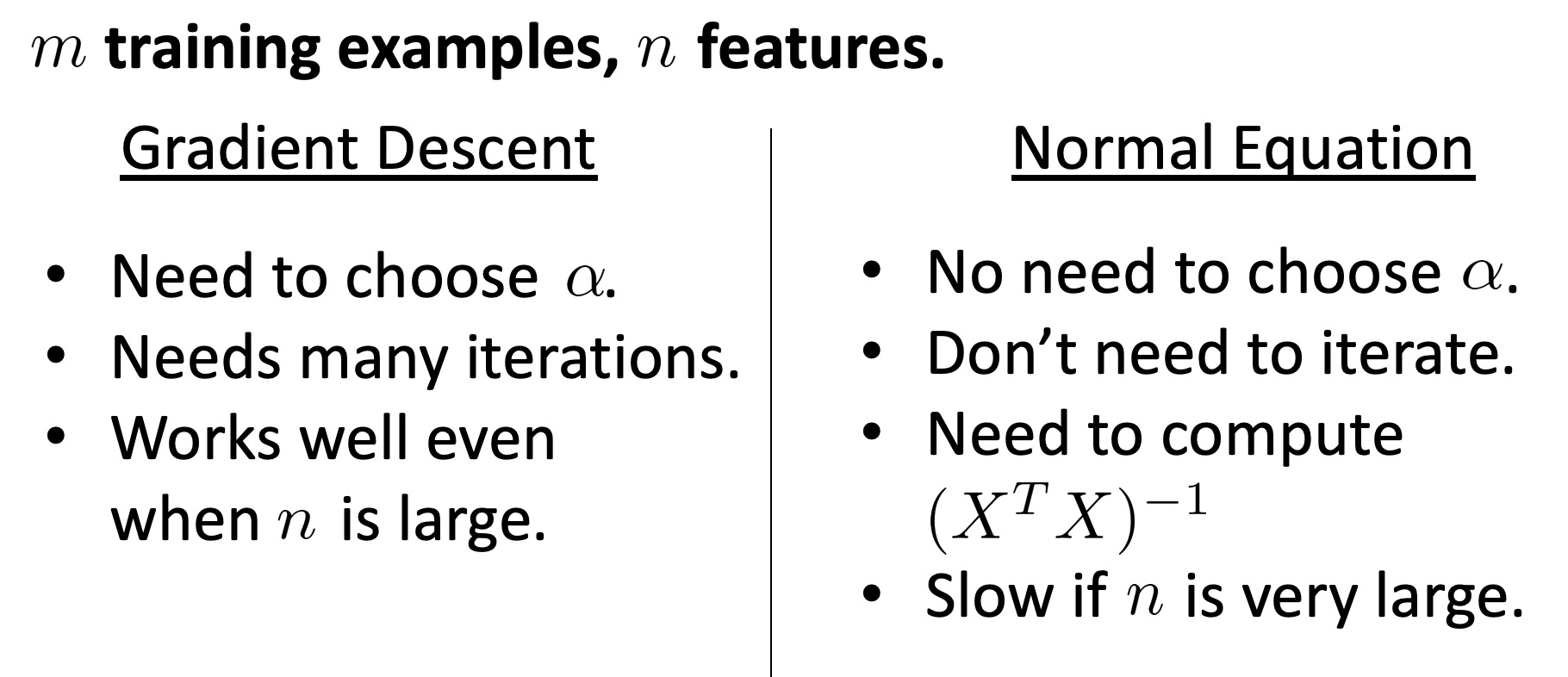 Gradient Descent vs Normal Equation